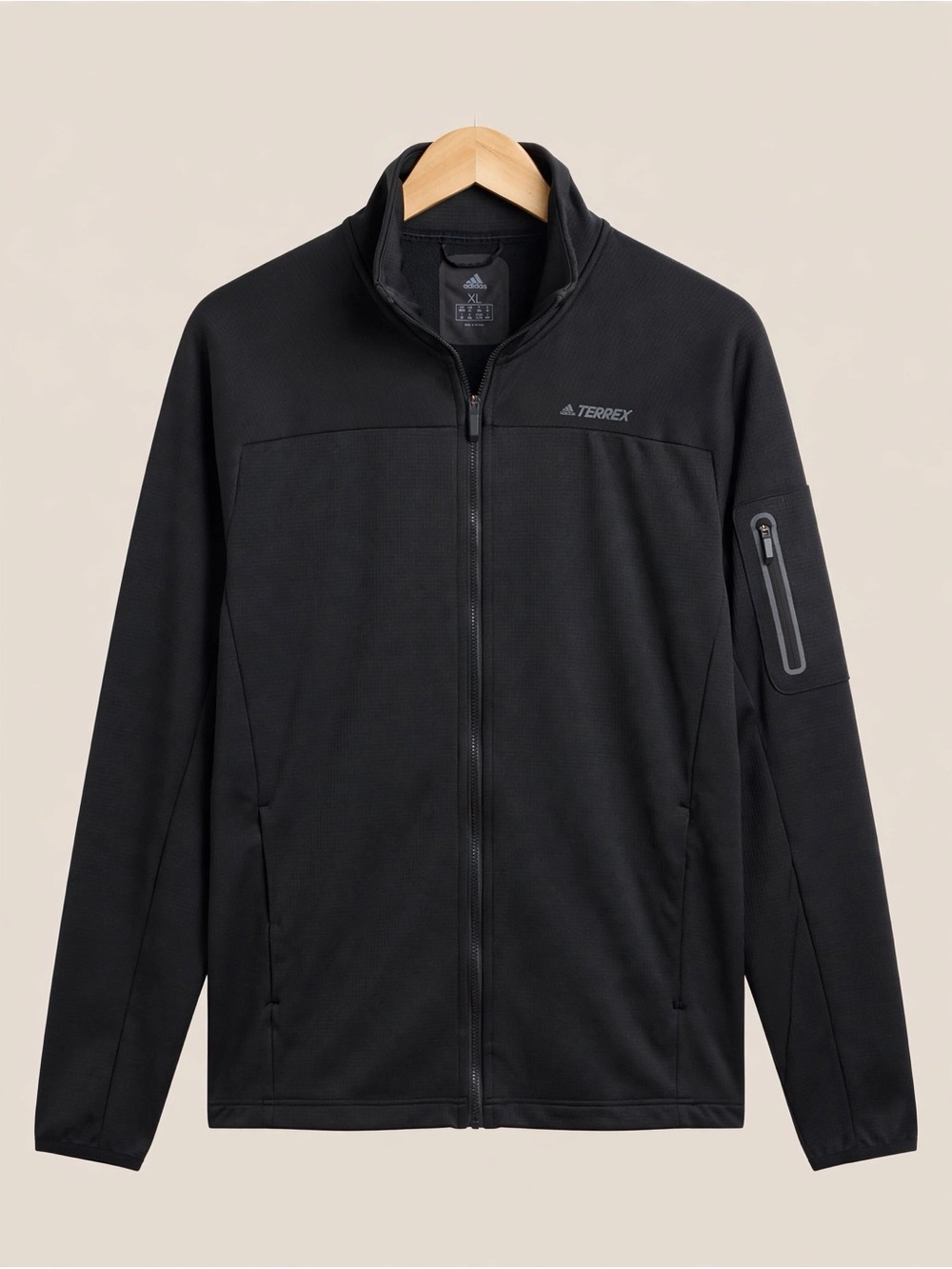 Adidas Terrex Men’s XL black full zip Fleece jacket ptp 24” sleeve zip sleeve
